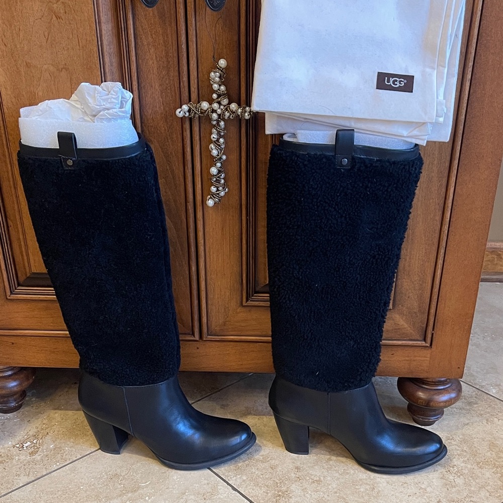 UGG Black Shearling Mid-Calf Boots